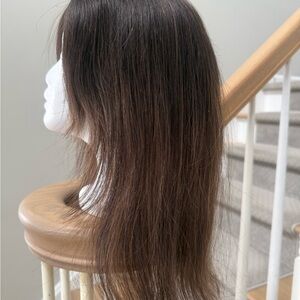 Human hair topper. Dark brown balayage.
